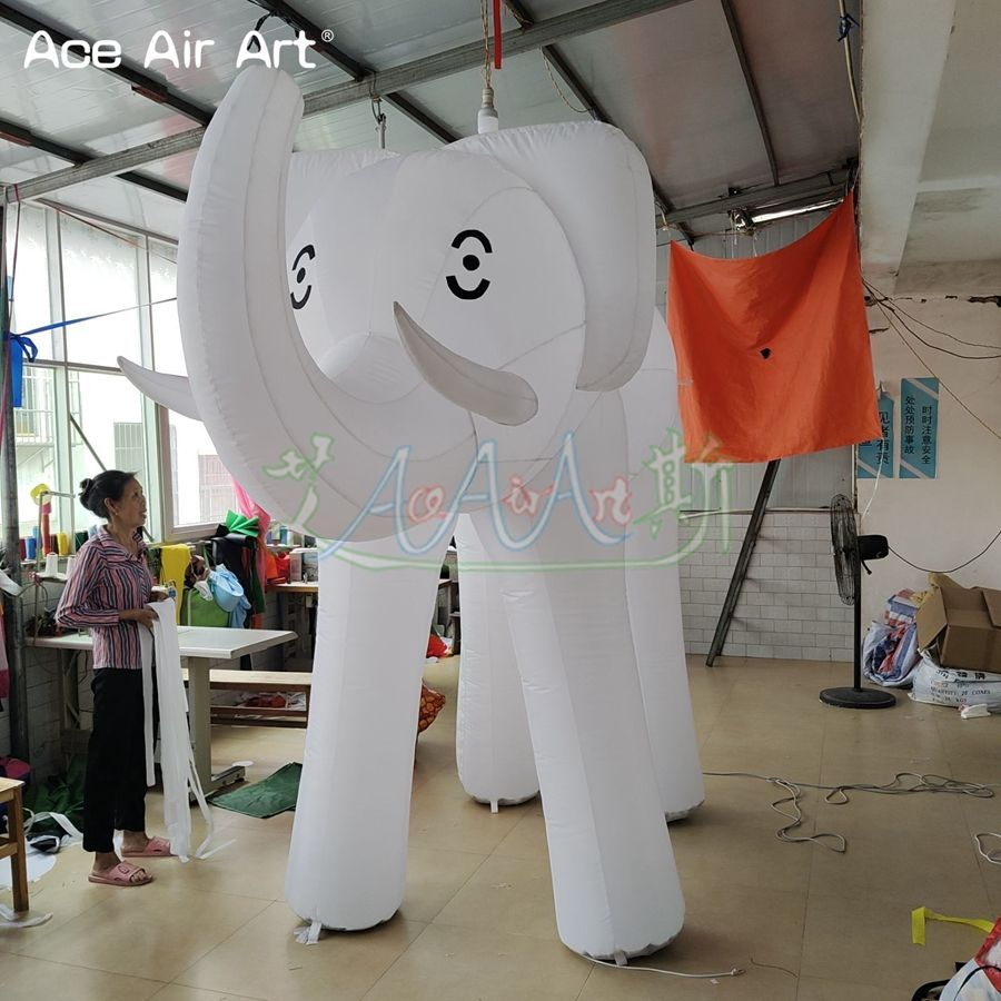 3m 10ftl Inflatable White Elephant Animal for Carnival Parade Outdoor Event Decorative