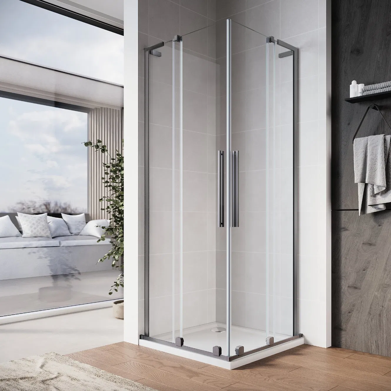 Sally Brushed Bronze Metal 8mm Tempered Glass Sliding Shower Door