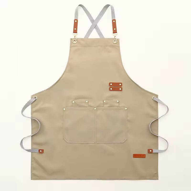 Custom Logo Waterproof Canvas Adjustable Kitchen Chef Aprons for Men Women Cooking Baking Server