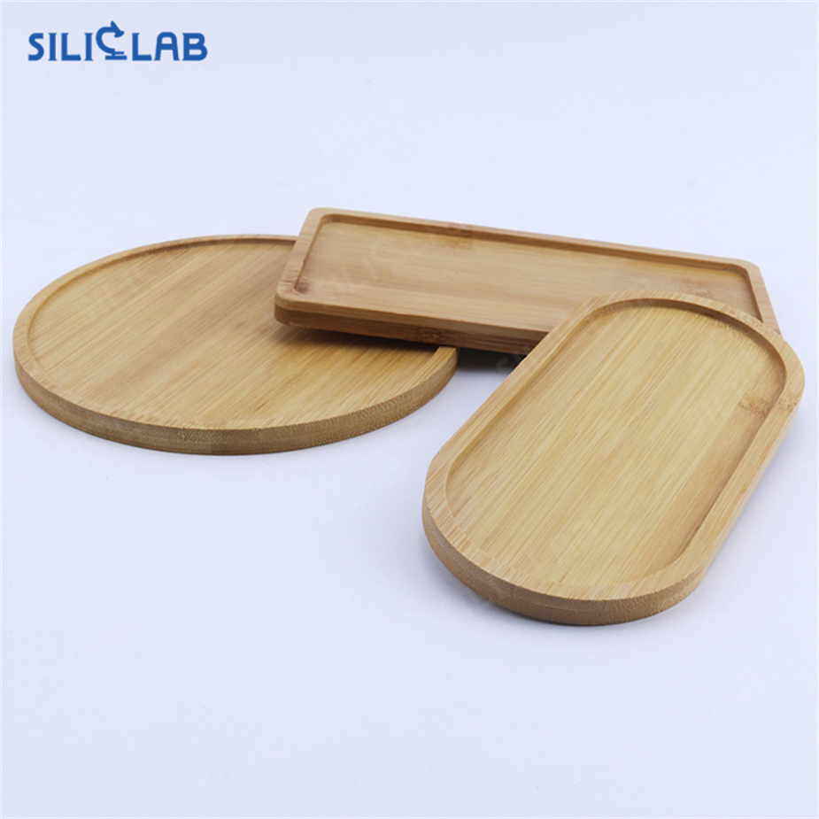 Custom Sized Oval Round Wooden Serving Platter Bamboo Rolling Tray