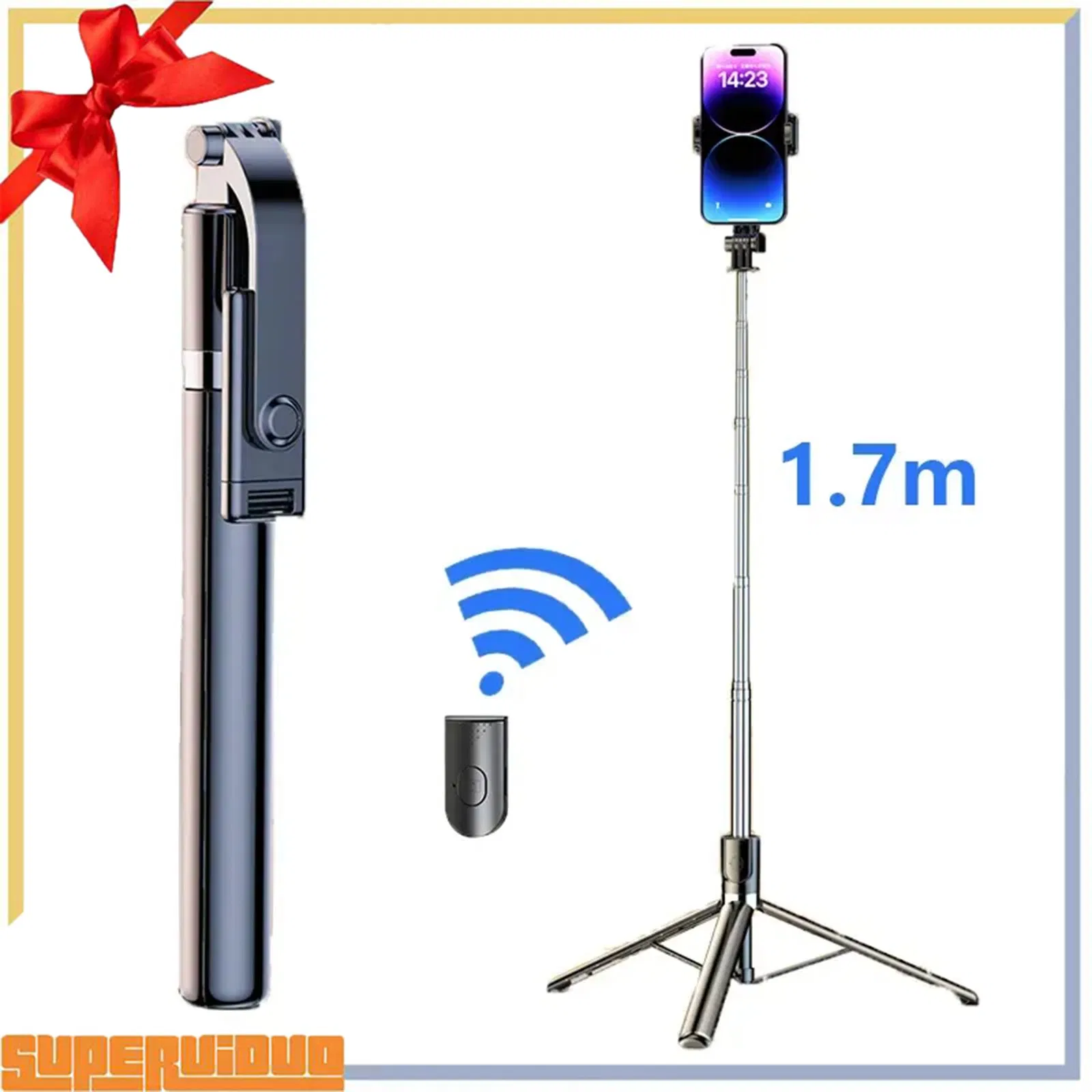 2026 New 1.7 Meter Selfie Stick Tripod with Extendable Remote Control Ultra Wide Angle Shooting 360° Rotation for Vlog Video Wholesale