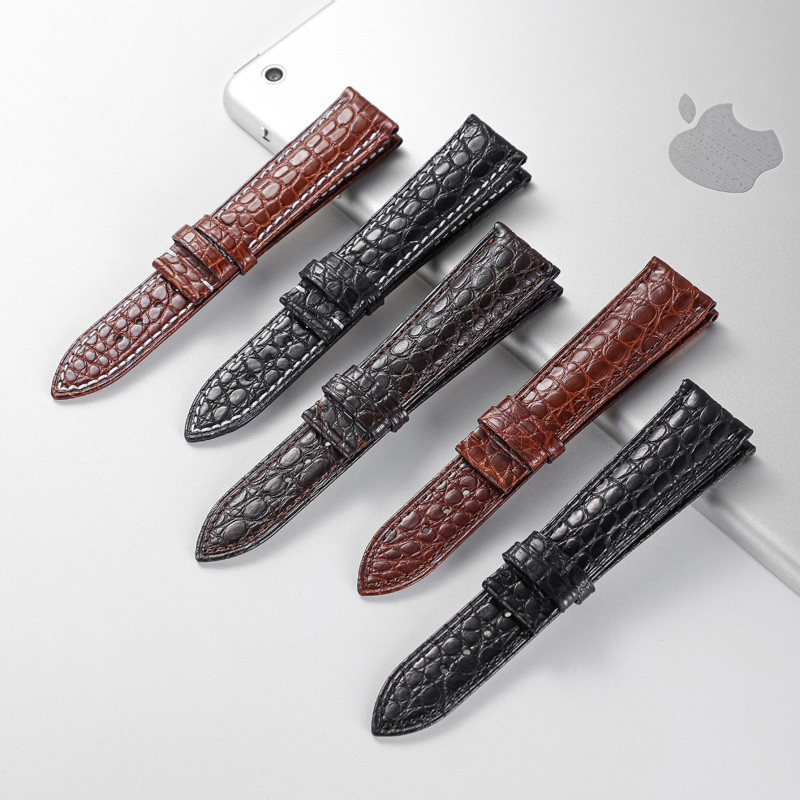 RC77 Alligator Packaging Vintage Brown Black Top Grain Strap Machine for Men with Smart Lot 19mm Apple Watch Leather Strap