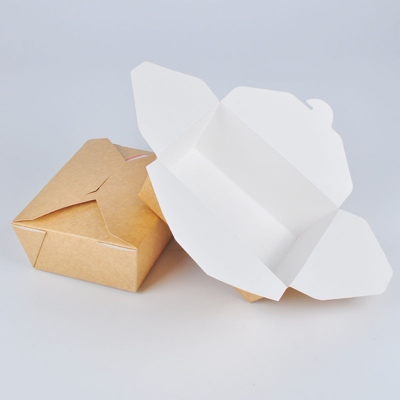 Disposable Food Grade Biodegradable Kraft Paper Lunch Box White Cardboard Takeaway Box