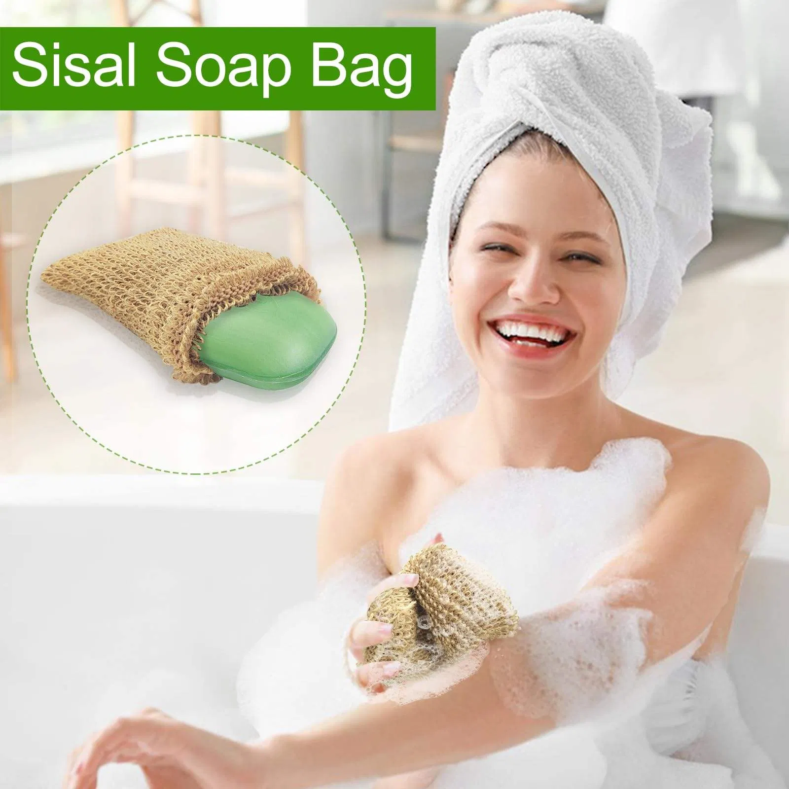 Sisal Soap Saver Bag, Soap Saver Exfoliating Mesh Bar Soap Pouch