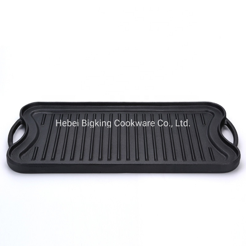 Rectangular Cast Iron 2 in 1 Reversible Griddle Grill Plate