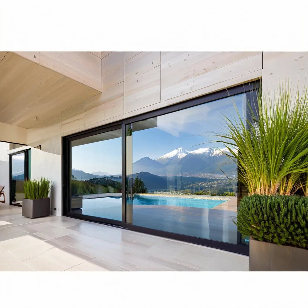 Modern Aluminum - Framed Tempered Glass Patio Door for Home