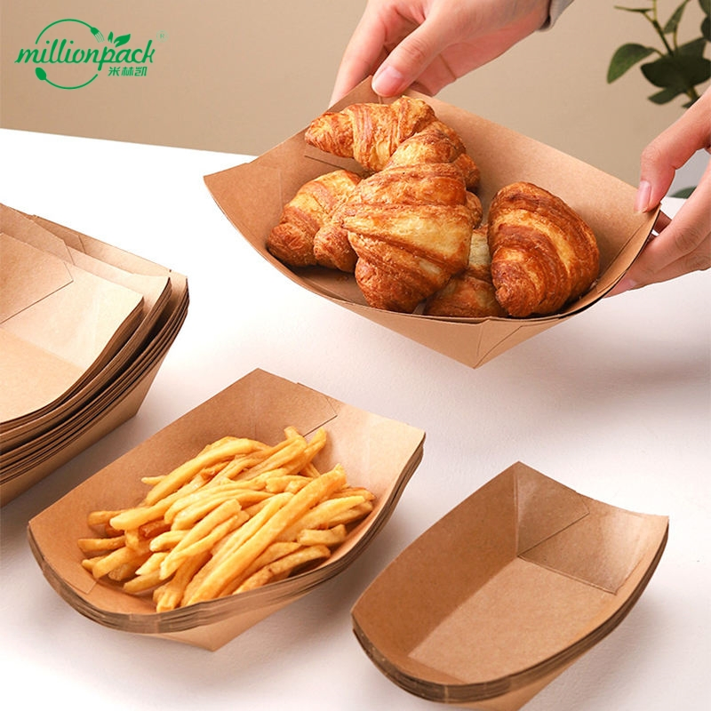 Disposable Paper Food Boat Heavy-Duty Food Serving Tray for BBQ