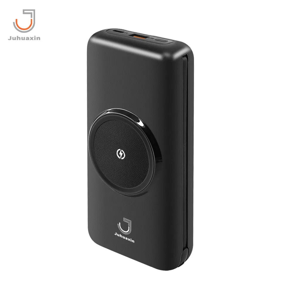 Juhuaxin Cuatomised Mobile Phone Accessories Big Capacity High Quality 20000 mAh Support Fast Charge 4 Cables Power Bank with Wireless Charger