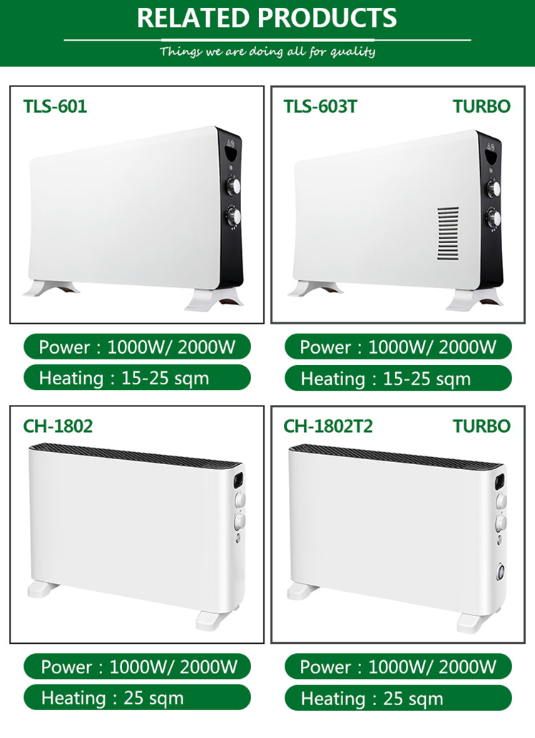 Electric Convection Heater Convector Heater Room Convector Radiator Room Heater with Freestanding or Wall Mounted Available Turbo and Timer Options