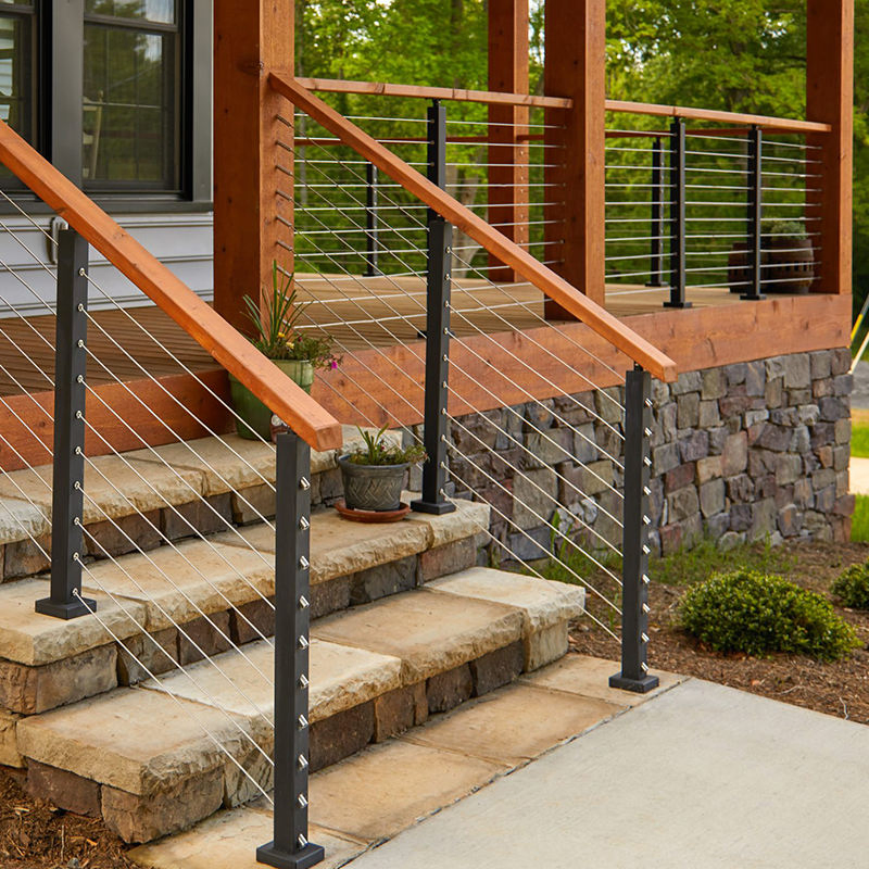 Outdoor Stainless Steel Balustrade Black Cable Railing