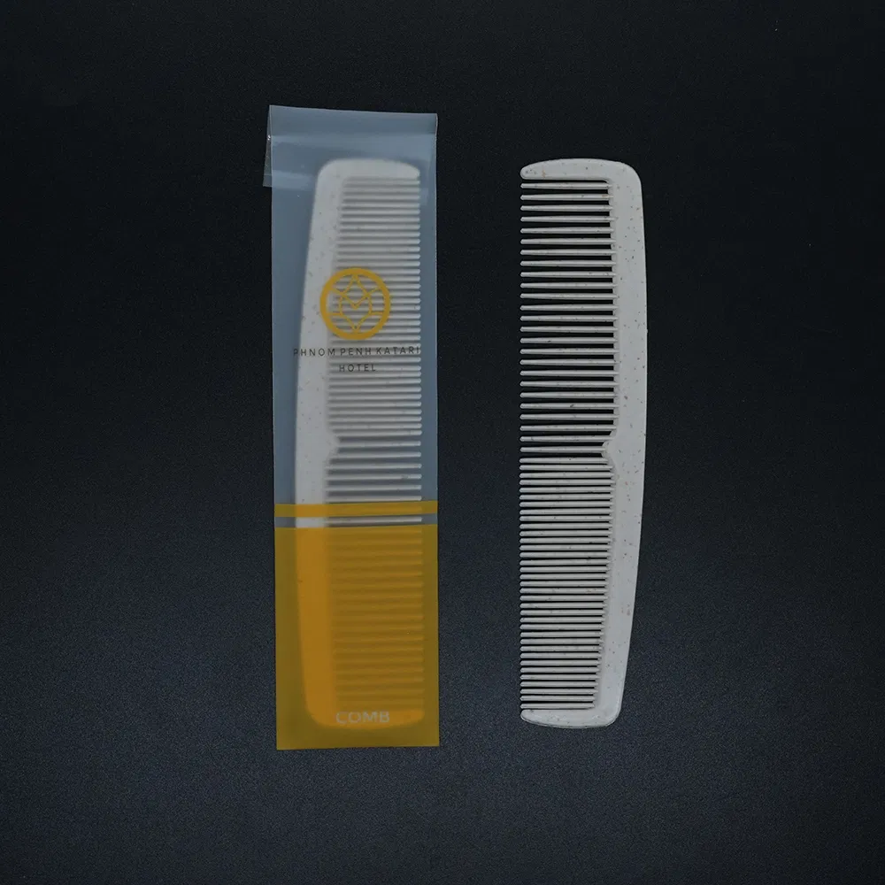 Disposable Wheat Straw Comb in Kraftbag with Hotel Amenities for Guest Room
