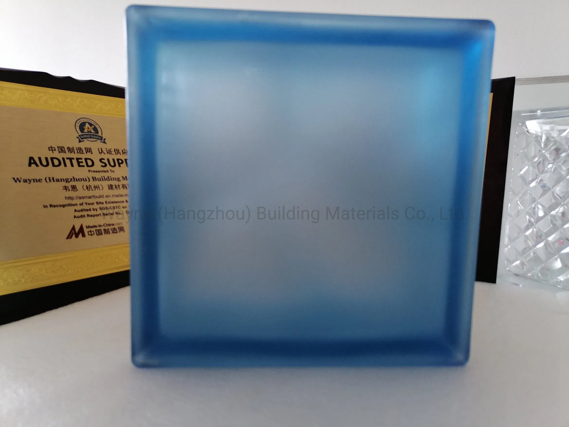 Acid Frosted Blue Incolor Decorative Glass Block 190*190*80mm From 17 Years Experience China Reliable Glass Supplier with Good Quality and Competitive Price