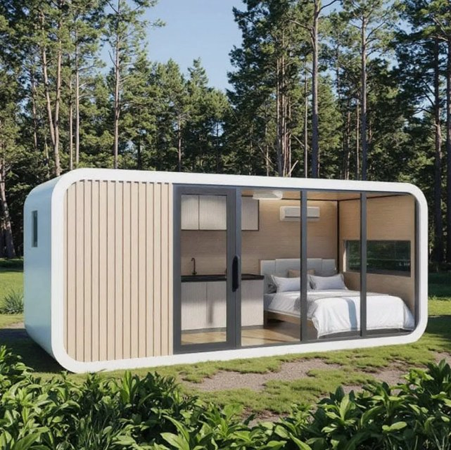Modern Mobile Modular Prefab/Prefabricated Steel Structure Space Apple Cabin