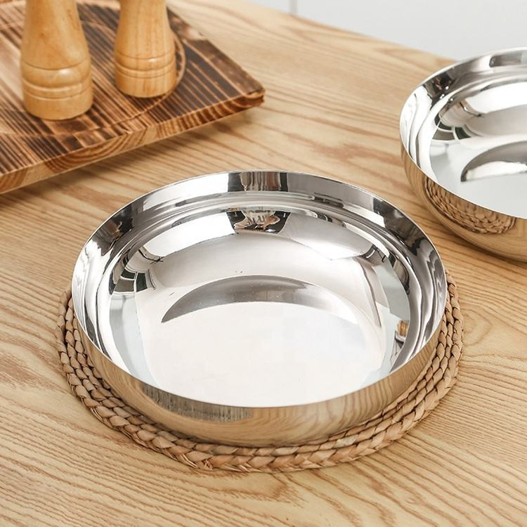 2000ml Flat Bottom 304 Stainless Steel Round Silver Gold Salad Mixing Bowl