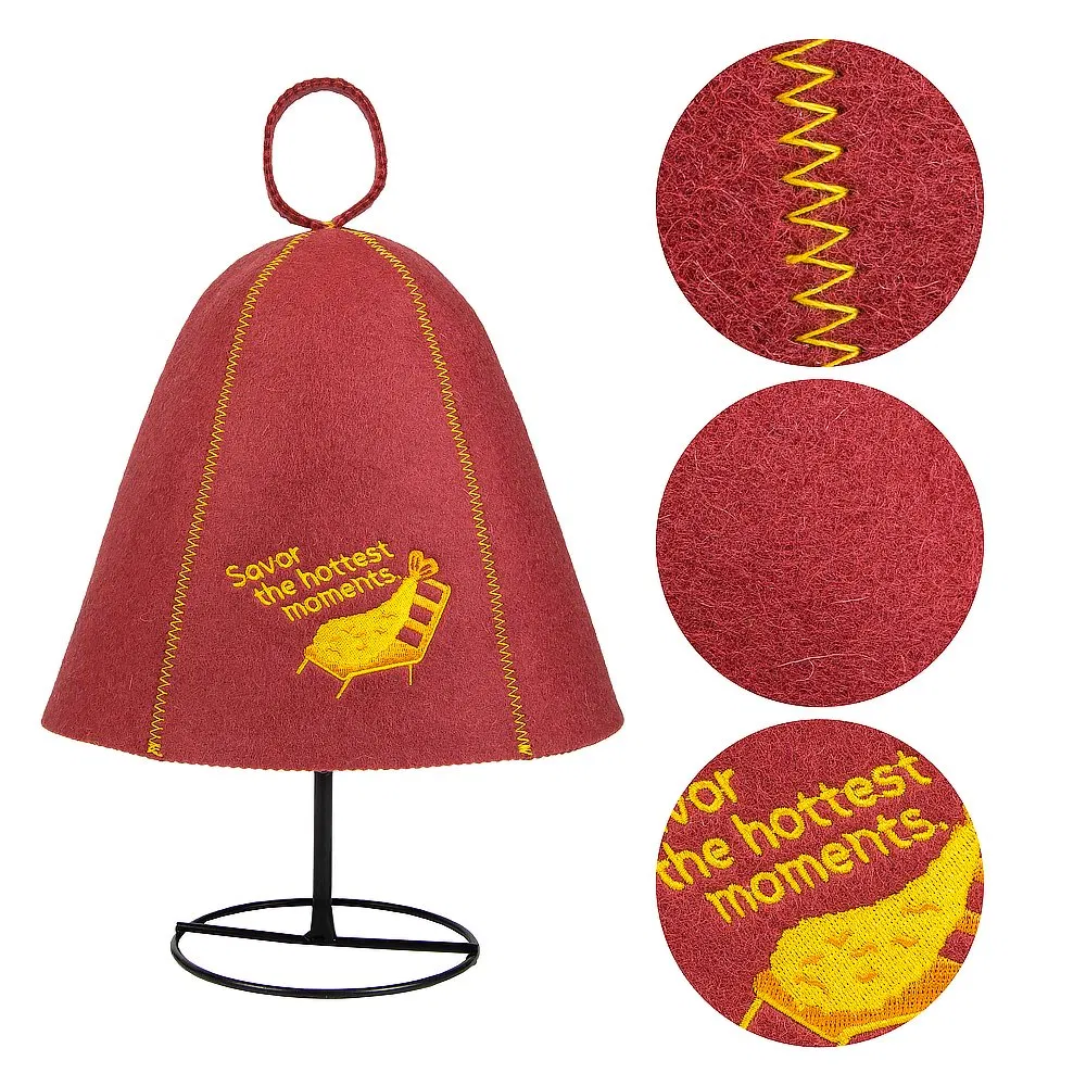 Customized Logo Nature 100% Wool Felt Sauna Hat Uni-Body Hat for Sauna