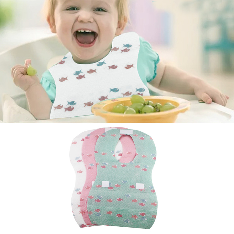 Private Labels Waterproof Nonwoven Baby Bibs for Infant Feeding Eating