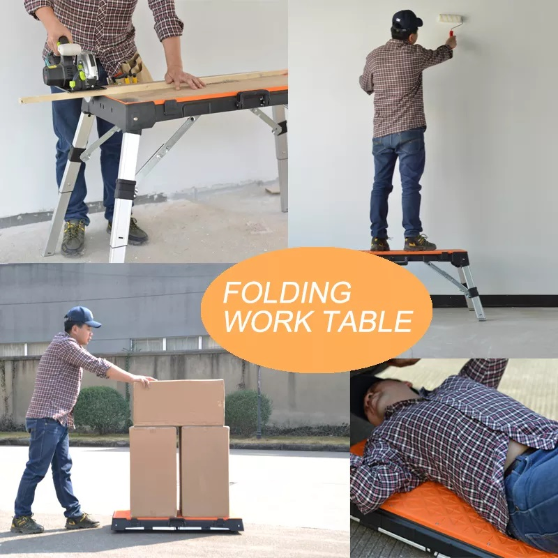 Professional Multifunction Folding Woodworking Mobile 4-in-1 Workbench Portable Work Table Workstation for Garage Workshop