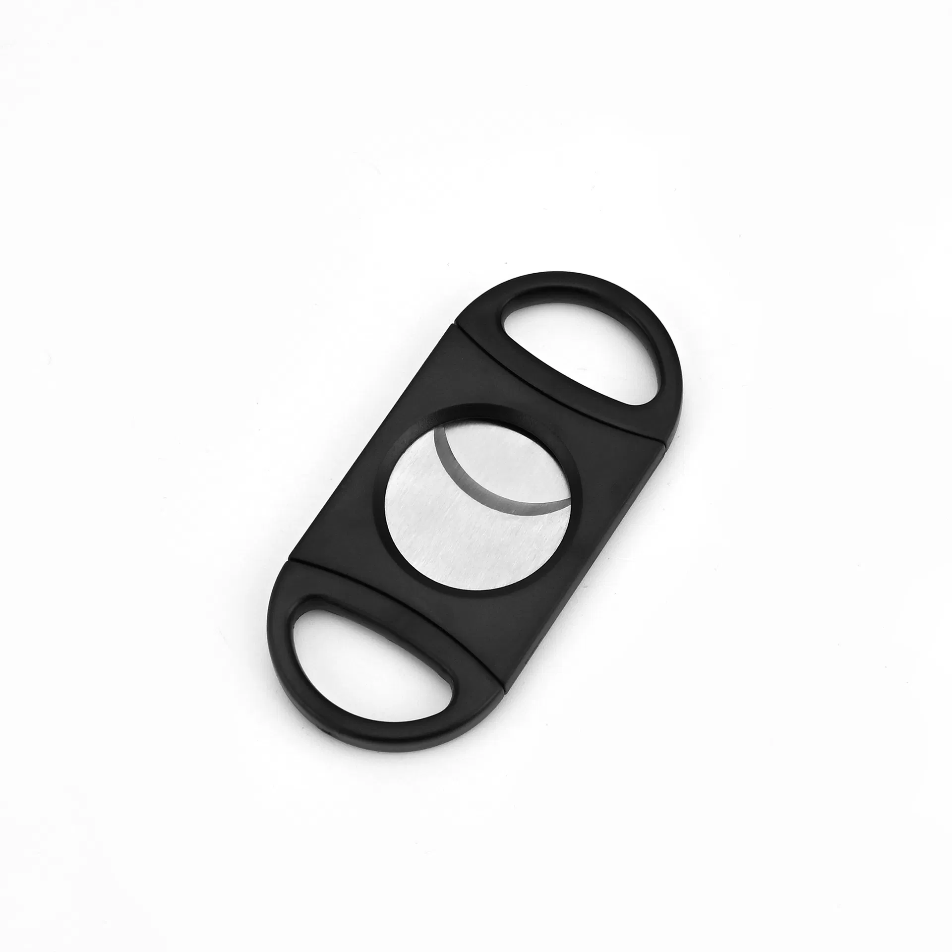 Factory Direct Custom Logo Stainless Steel Cigar Accessories Scissors Punch Portable Black Plastic Cigar Cutter