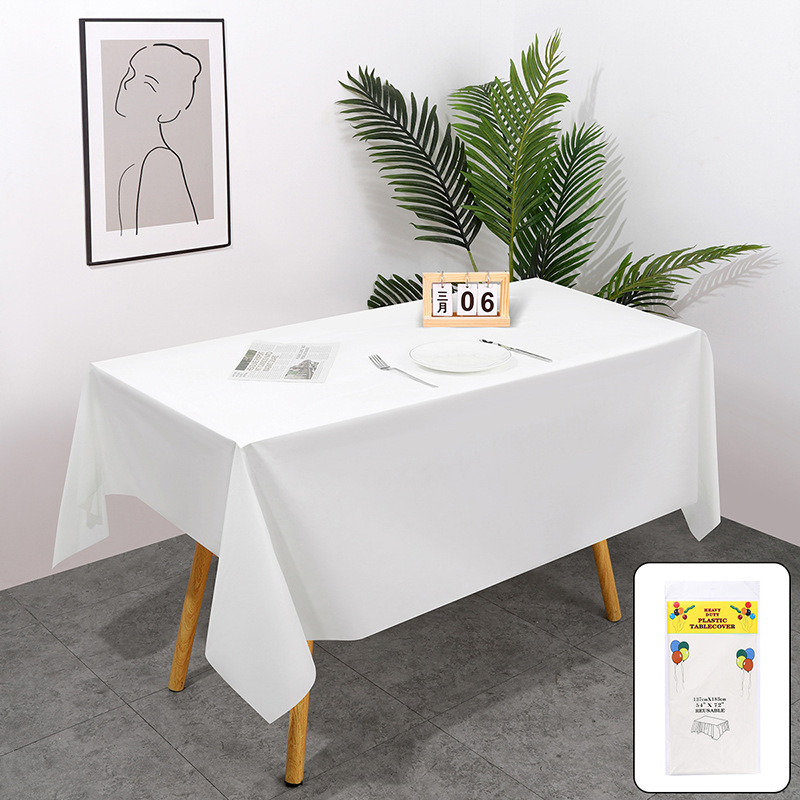 Disposable Rectangular PEVA Solid Color Table Cover Birthday Party Tablecloth for Events Wedding Table Covers Decor