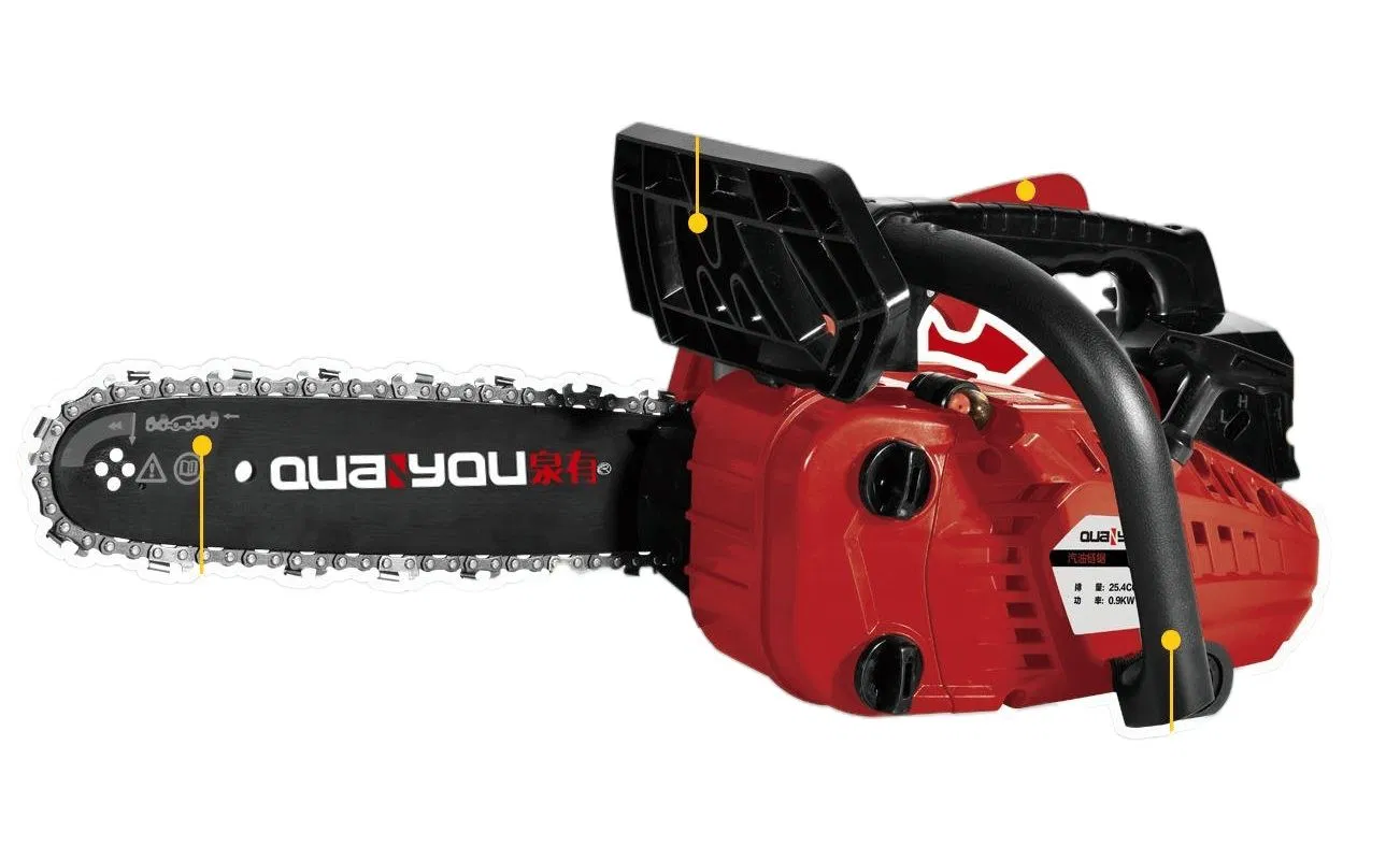 Qy-2500c 25.4cc/0.9kw Power 12-Inch Bar 0.325 Chain Pitch Woodcutting Saw Portable 2-Stroke Gasoline Chainsaw