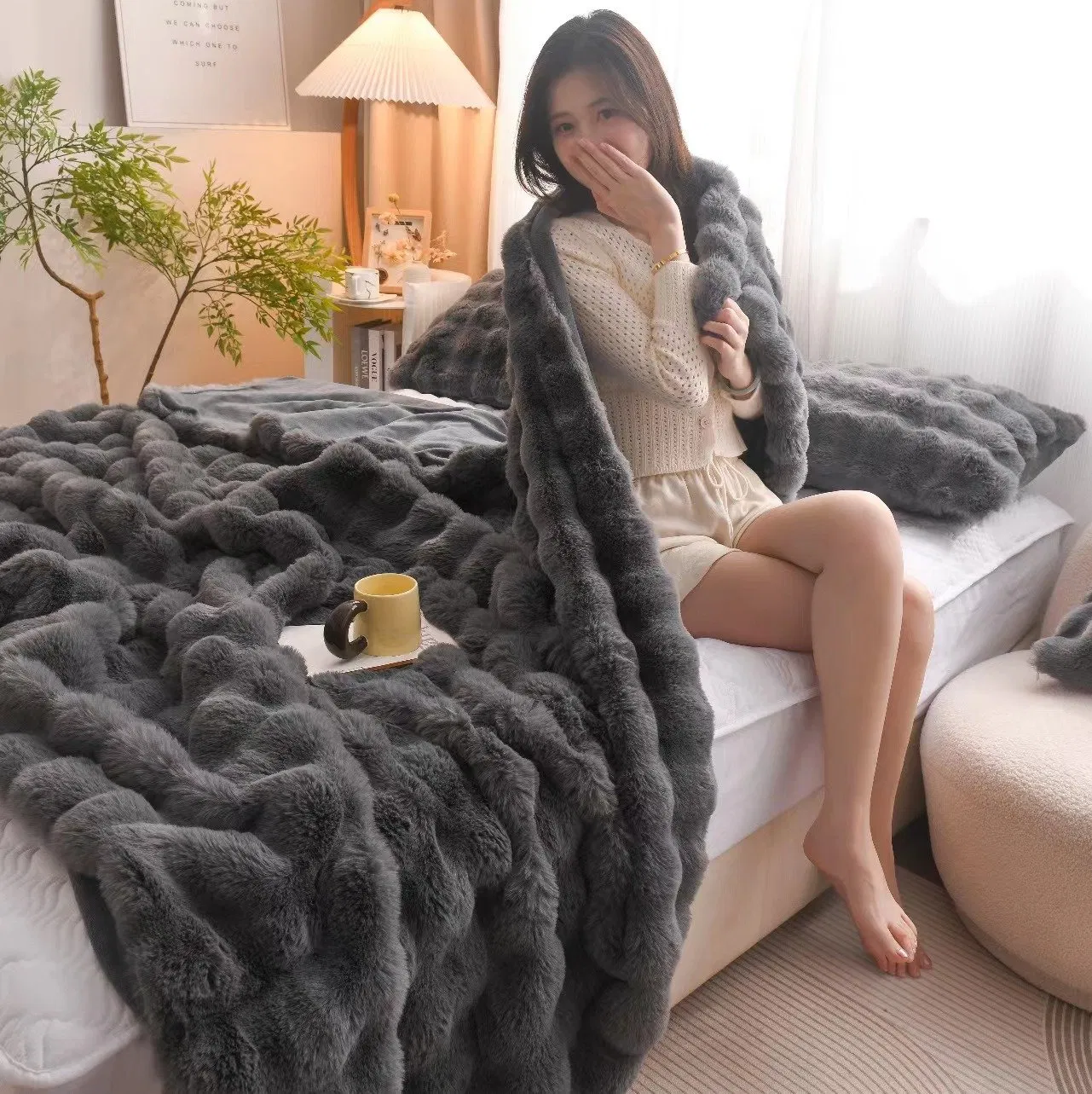 Luxurious Fur Rabbit Blanket for Cozy Comfort and Style