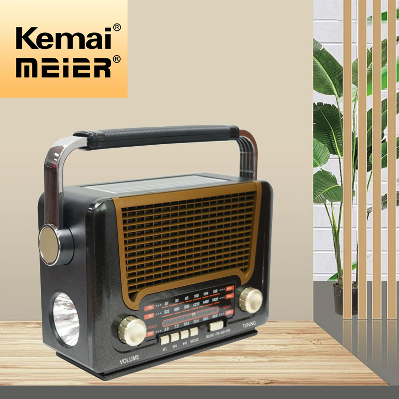Factory Retro Mini Home Rechargeable Music Player Wooden Box Portable Solar Radio