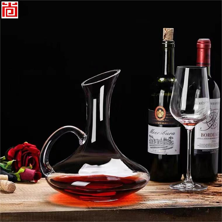 Hand Blown Glass Wine Decanter with Handle