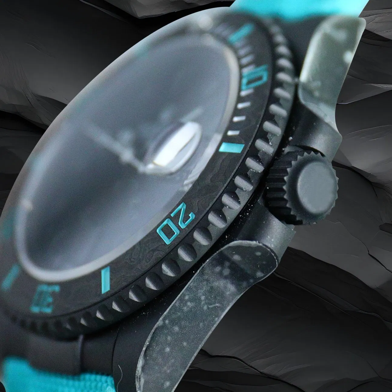 Carbon Fiber Submarinr Series, Tiffny Blue Fabric Strap, Automatic Mechanical Diving Watch
