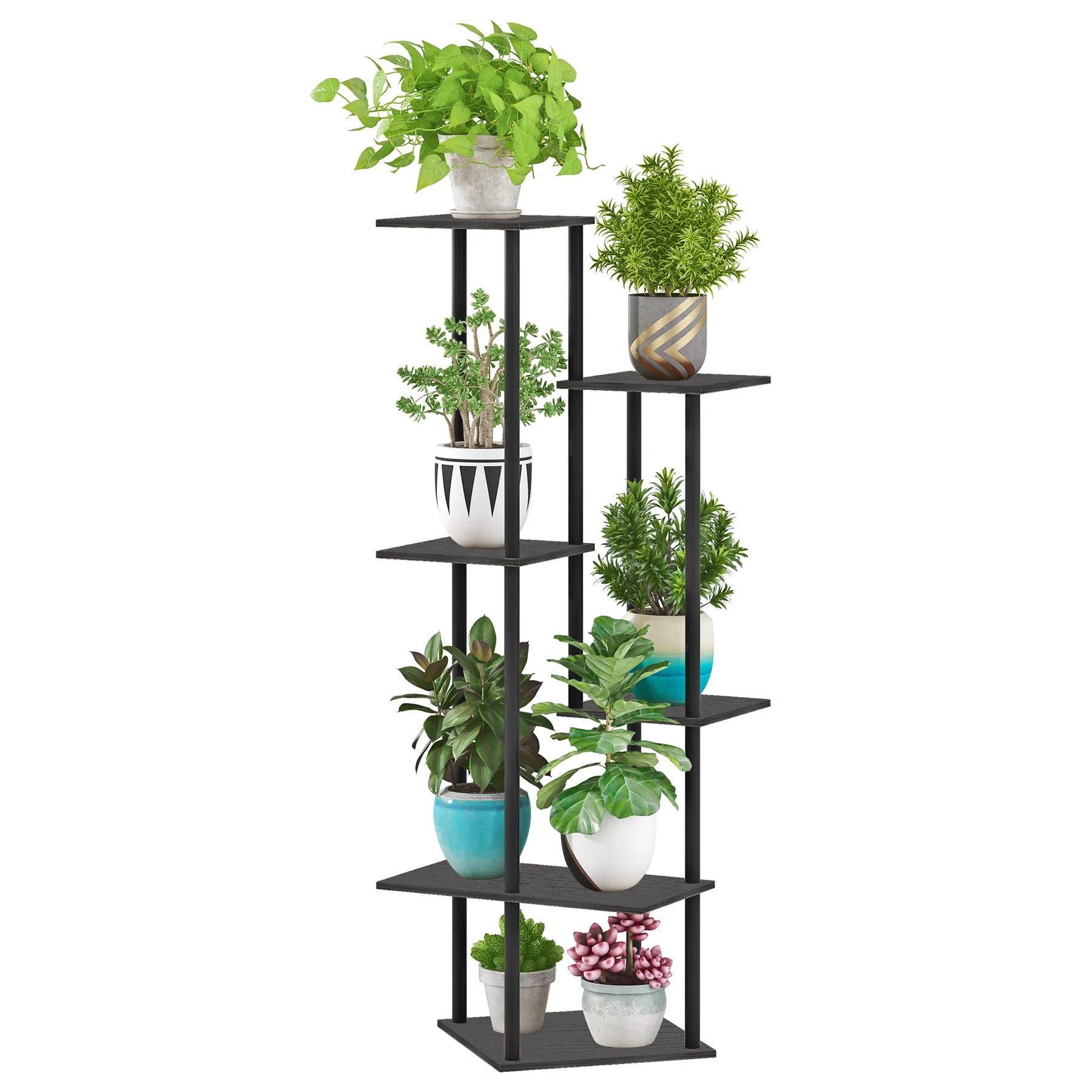 Stylish 6-Tier Tall Indoor Plant Shelf for Corners