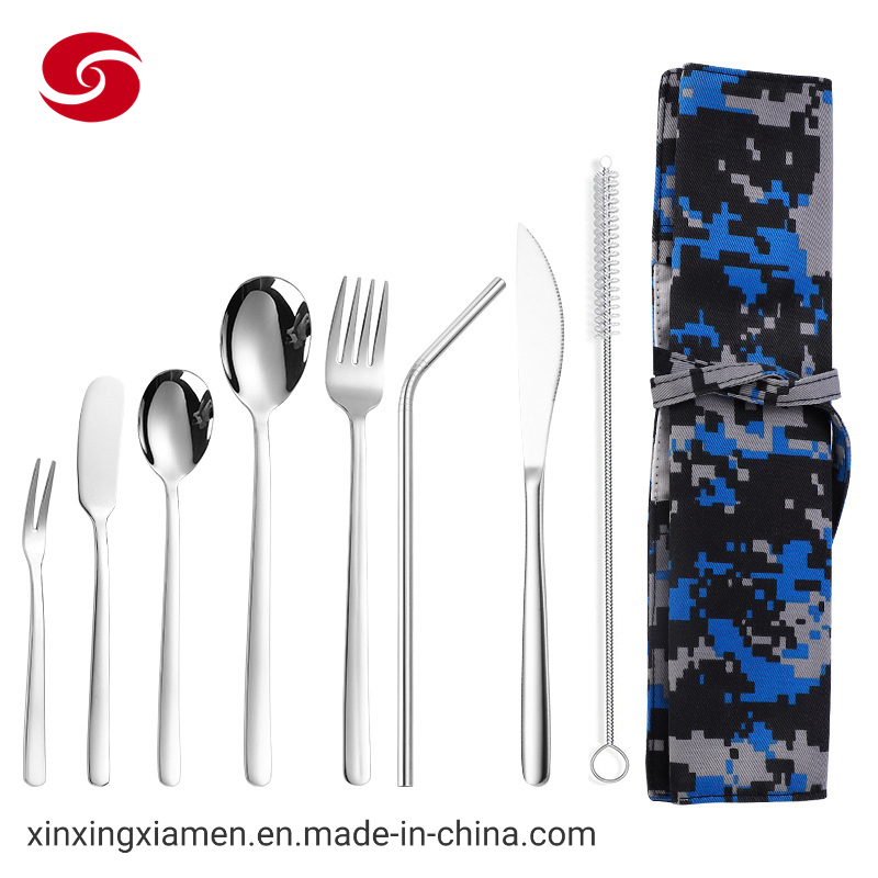 Customized Silver Stainless Steel Cutlery Set Smooth Portable