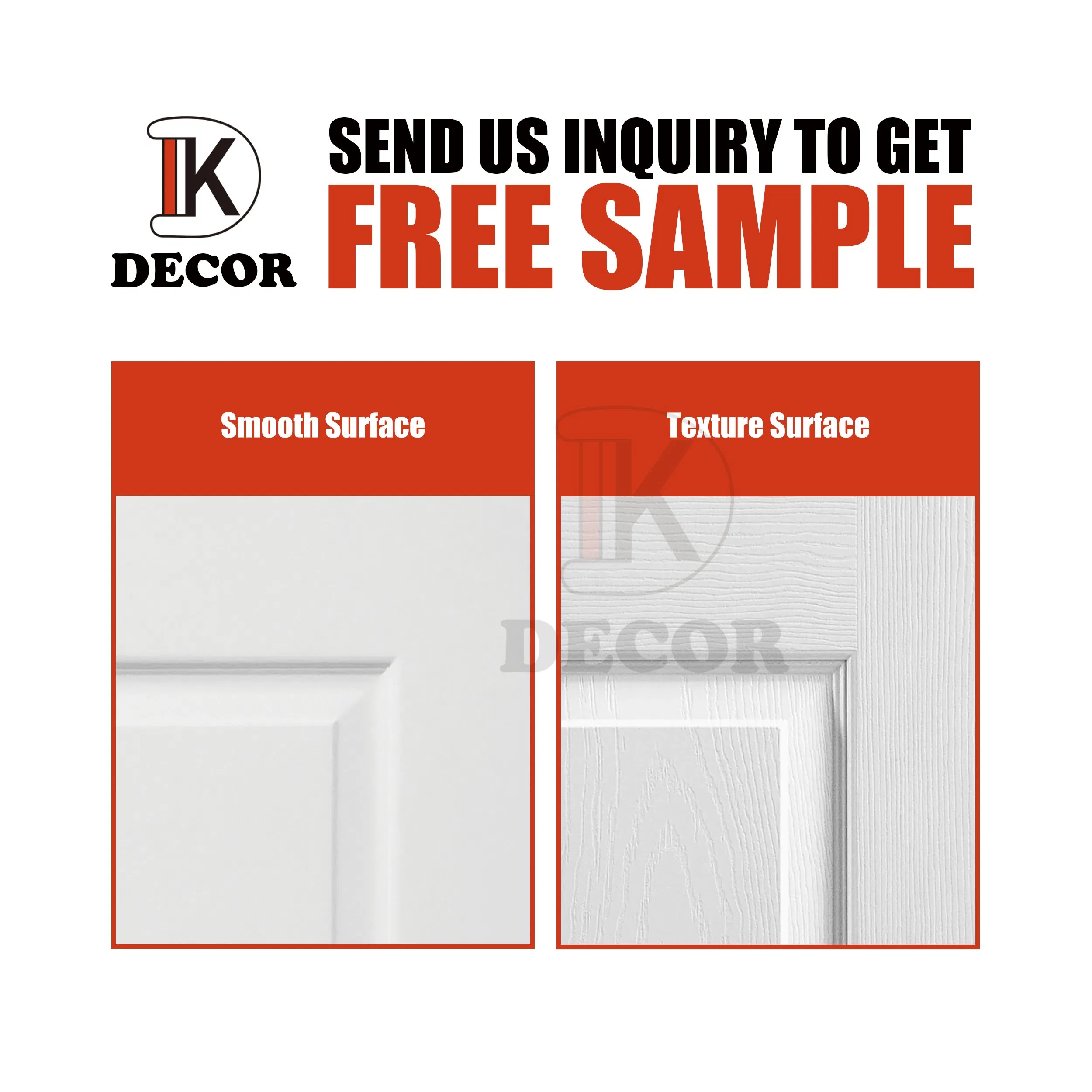 Modern Design White Primer HDF 6 Panel Interior Hollow Core Moulded Doors