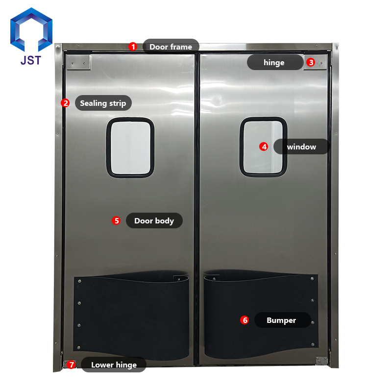 New Design Anti-Collision Stainless Steel Impact Double Swing Traffic Door