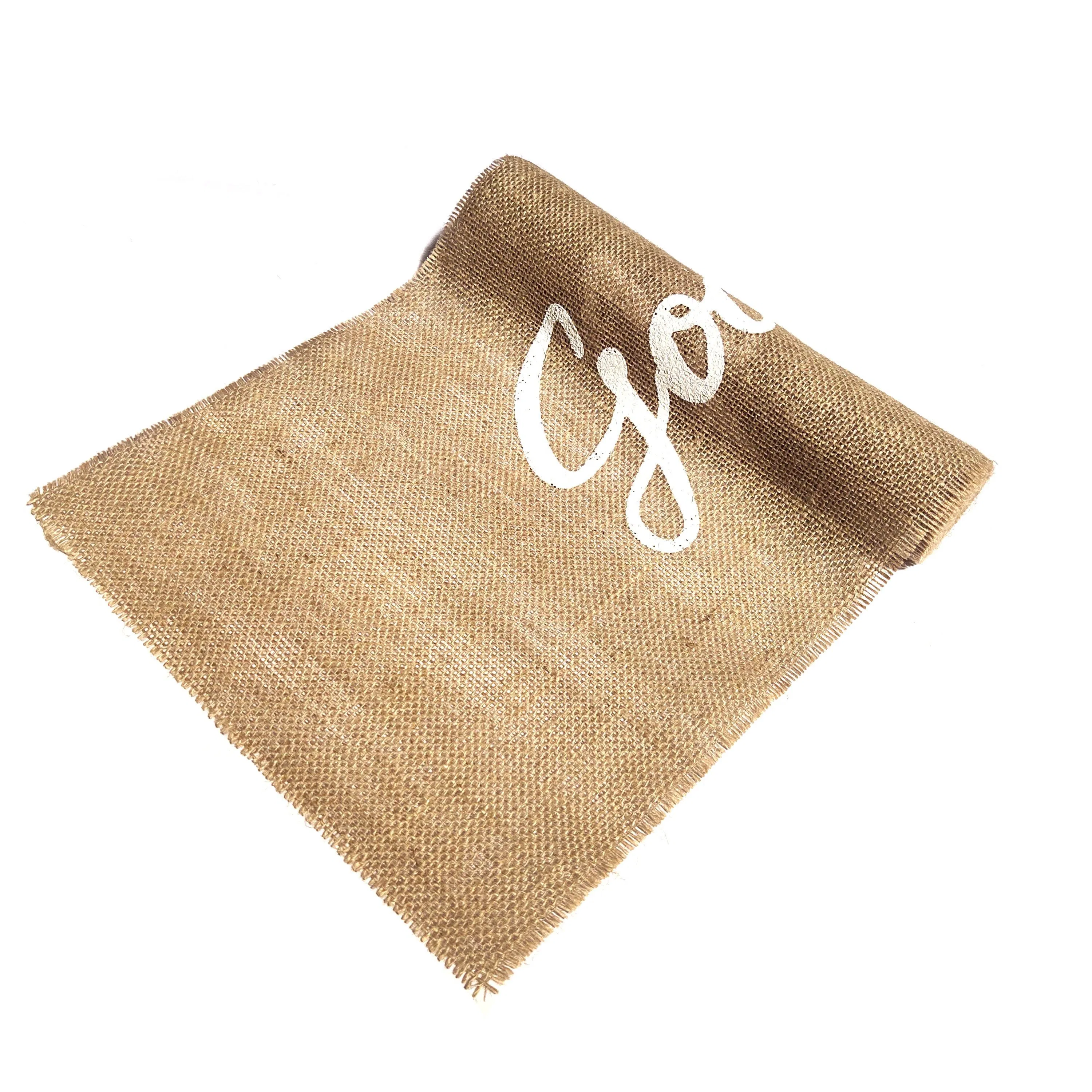 12 Inch Printed Burlap Fabric Jute Table Runner for Party for Christmas