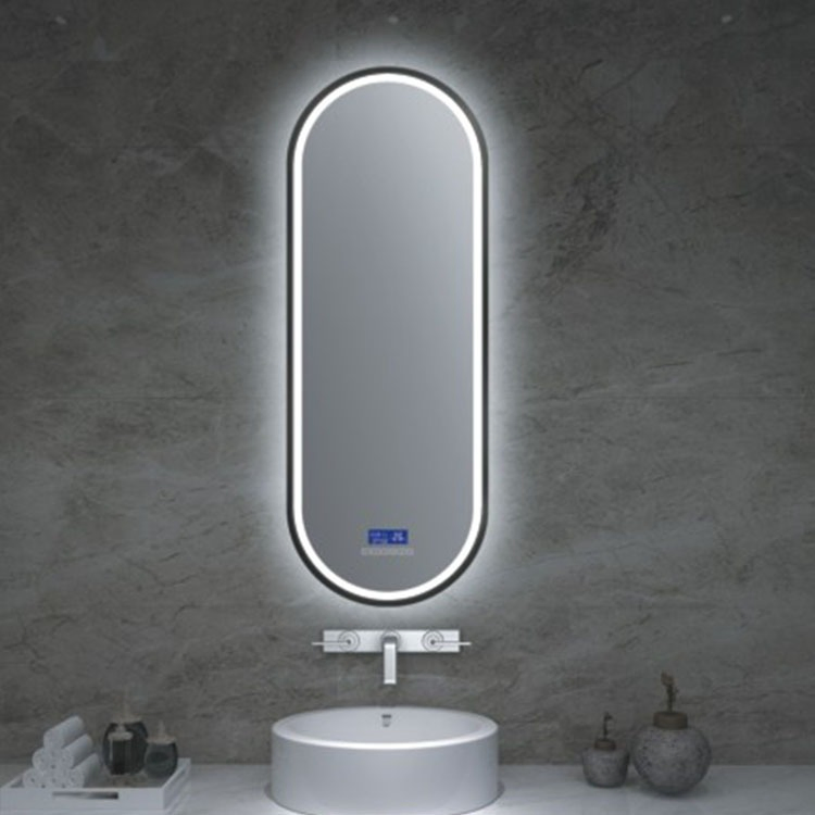 Stylish Rectangle Wall-Mounted LED Mirror with Smart Sensor Features for Hotel Home Bathroom Decorative