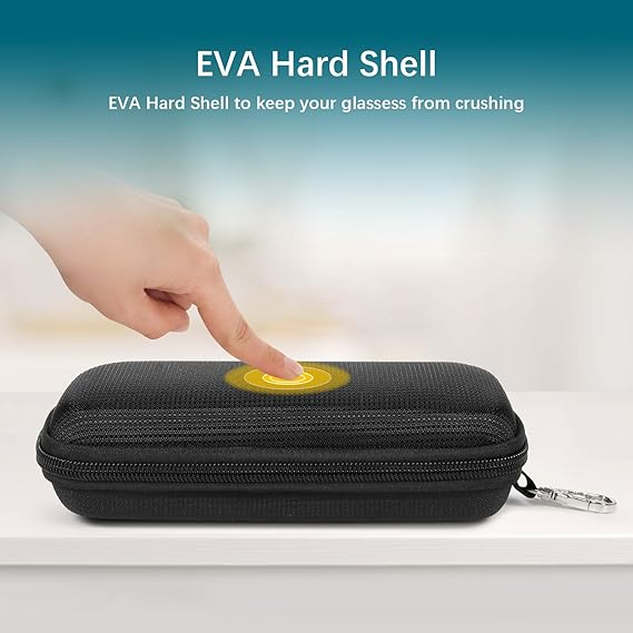 Double Eyeglasses Case Hard Shell Dual Sunglasses Organizer with Zipper Closure Travel Eyewear Storage for Vehicle