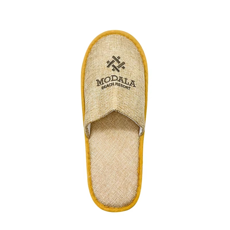 Hotel Disposable Comfortable Linen Slippers Customized Logo