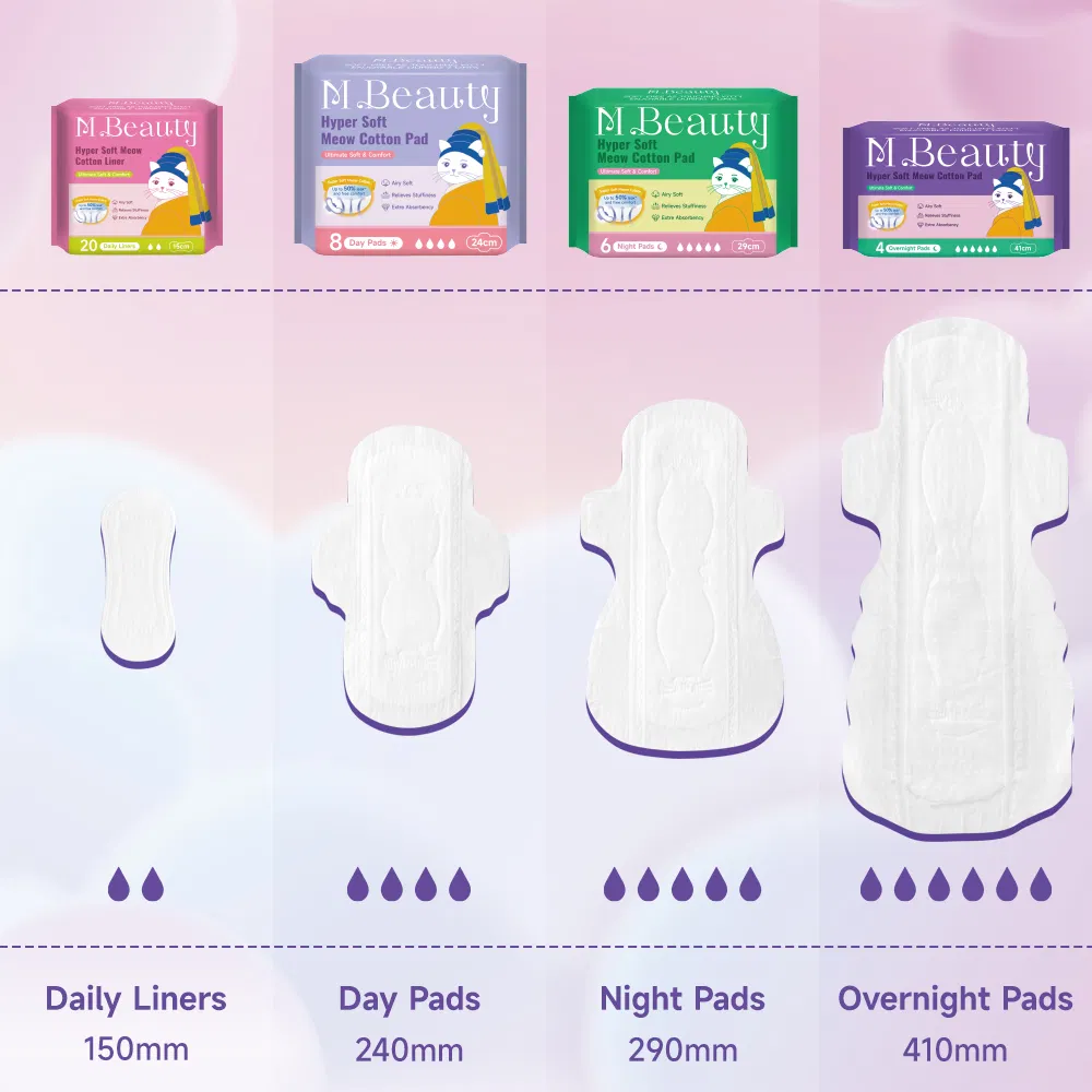 M Beauty OEM Use Disbosable Breathable Cotton Film Female Sanitary Napkin Sanitary Napkins Pads