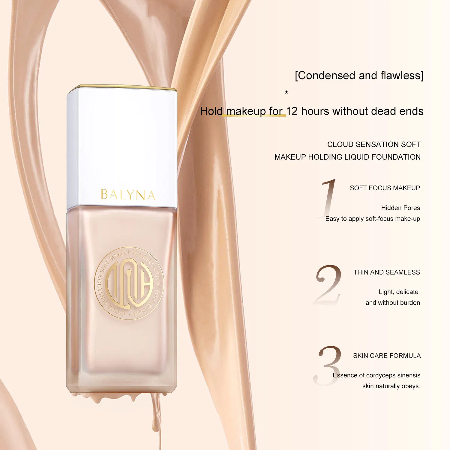 Жидкий тональный крем полного покрытия, стойкий и водостойкий