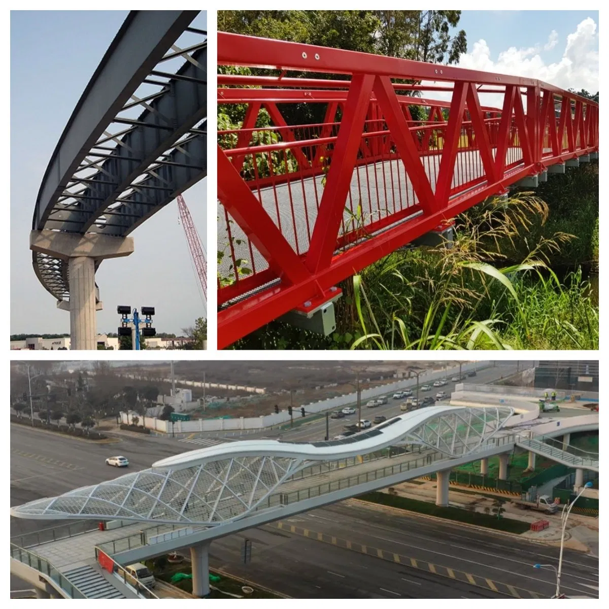 Continuous Welded Steel Truss Highway Bridge with 80m+ Spans\Prefabricated Steel Arch Pedestrian Bridge for Urban Greenways