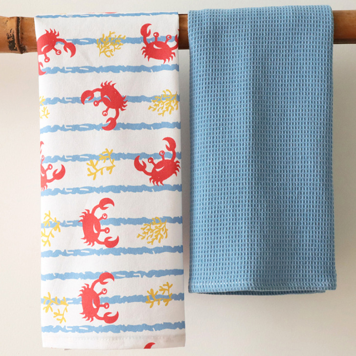 Custom 100% Cotton Flour Sack Kitchen Dish Towel Print Design Cotton Linen Woven Tea Towel for Kitchen Cleaning