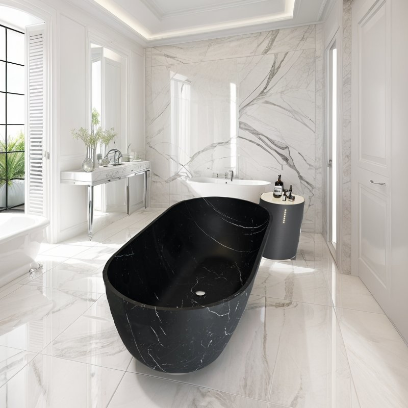 Luxurious Nero Marquina Black Marble Bathtub