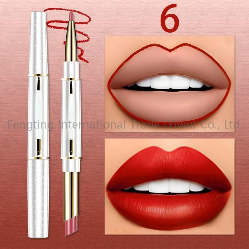 Custom 2 in 1 Lipstick Lip Liner Long Lasting Waterproof Matte for Women Korean Cosmetics Beauty Make up Fade Resistant Double-Head Lip Liner