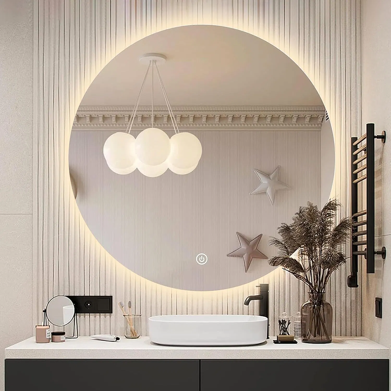 Wall Home Decor Make up Smart Vanity Frameless Round Rectangle Bathroom LED Mirror with Lights Touch Switch Defogger Bluetooth with UL/CE/Is