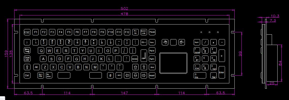 Durable Waterproof Keyboard for Professionals with Built-in Touchpad