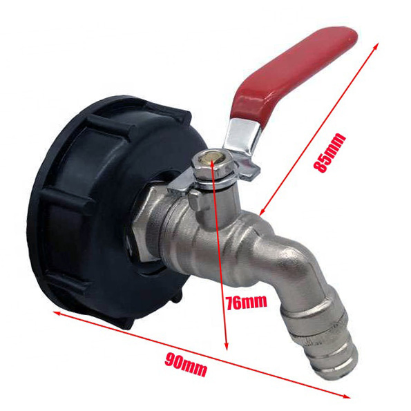 IBC Tote Tank Drain Adapter Threaded Cap Lid Garden Hose Connector 3/4" Tap Faucet