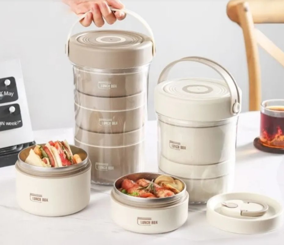 3-Layers Acrylic Plastic Borrow Word Sork Insulated Bento Lunch Box Kitchen Organizer Lb-3