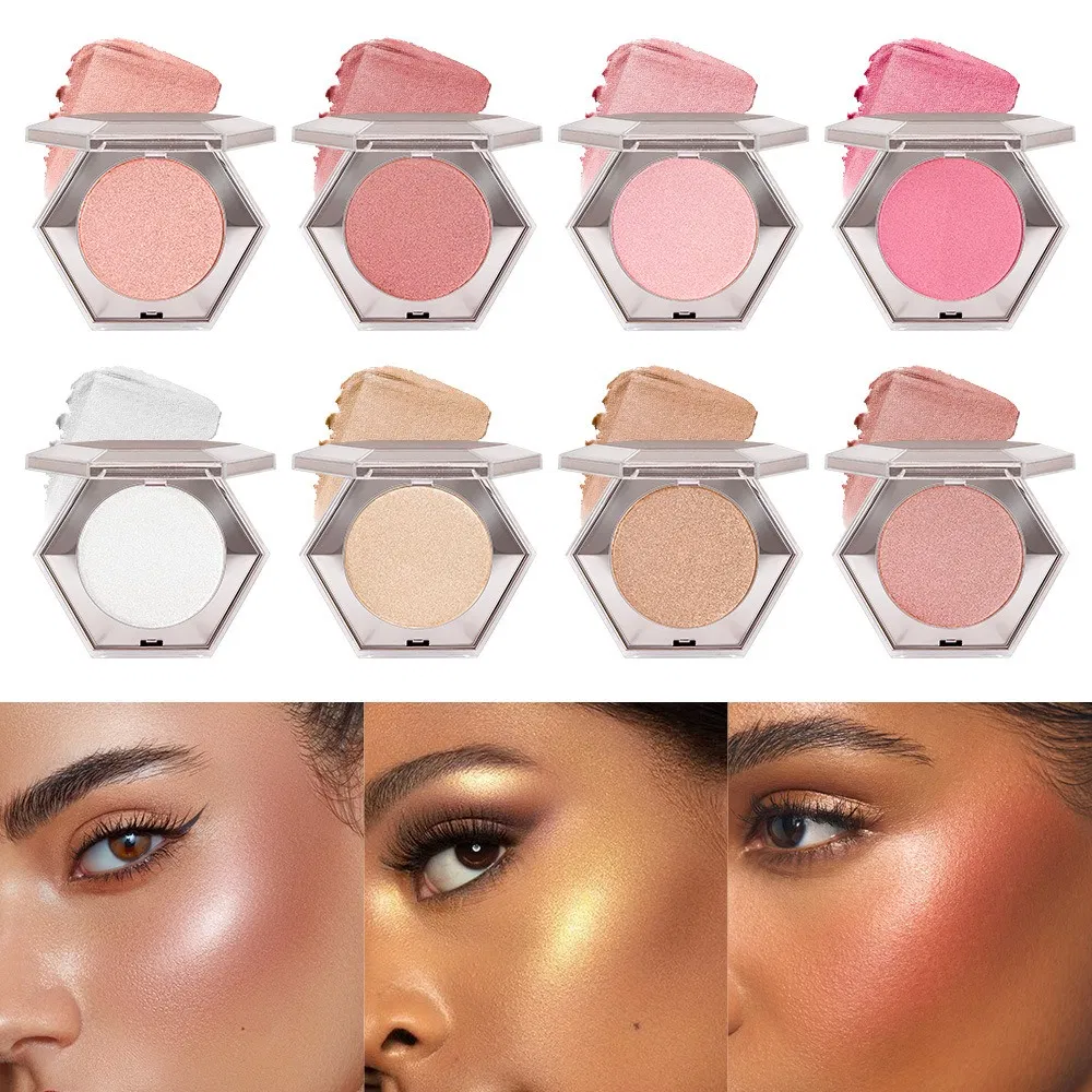 OEM Pressed Powder Waterproof Highlighter Makeup Gold Shimmer Bronzer Makeup Highlighter Palette