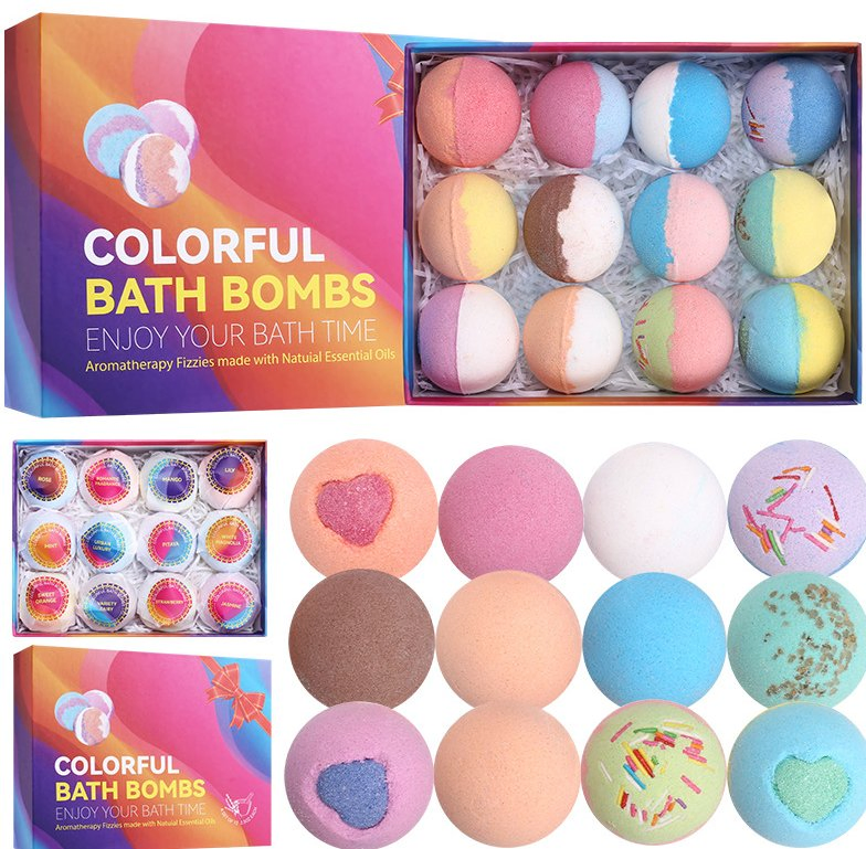 Online Wholesale and Retail Bubble Bath Supplies Vegan Essential Oil SPA Fizz Handmade Bath Ball 12 Pack Bubble Bath Bomb
