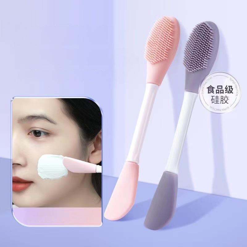 Portable Dual-Headed Silicone Beauty Tool Clay Mask Applicator, Pore Cleansing & Facial Cleansing Brush