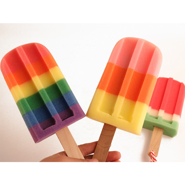 Newest Popsicle Cute Shower Sponges Soft Bathing Scrub for Kids Birthday/Christmas Gift Lovely Rainbow Baby Bath Sponge